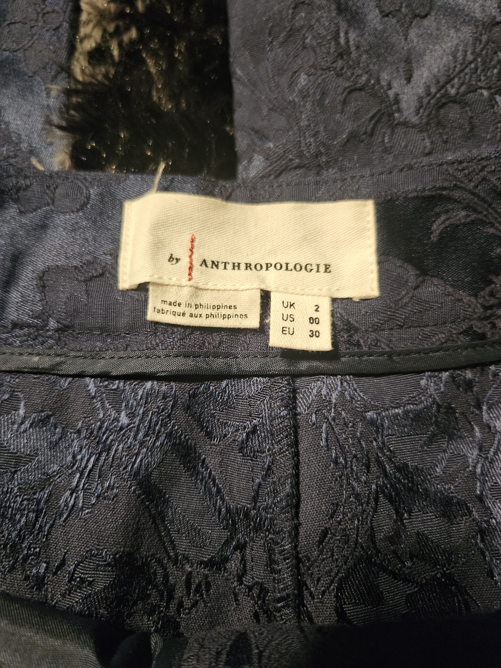 Anthropologie Blue Floral Jacquard Wide-Leg Pants - Picture 2 of 5